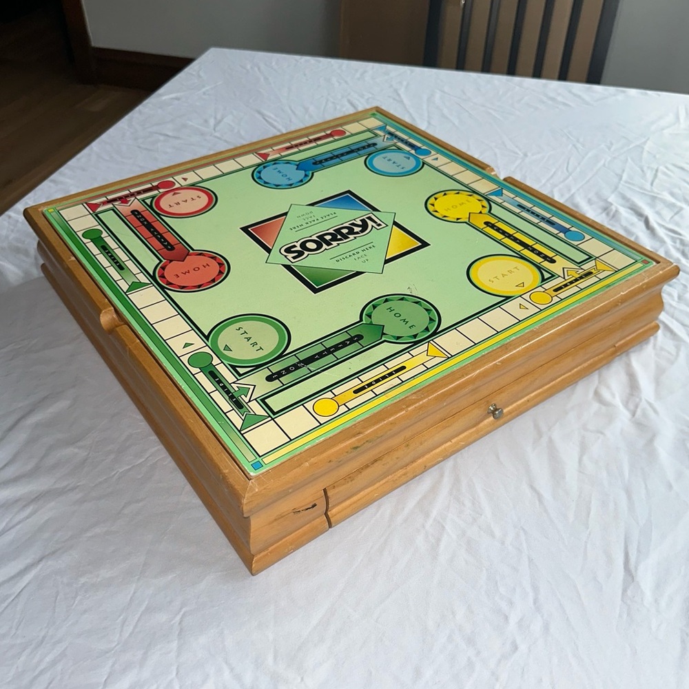 Monopoly Sorry Chess Checkers Deluxe Wood Cabinet Storage Drawer Parts READ